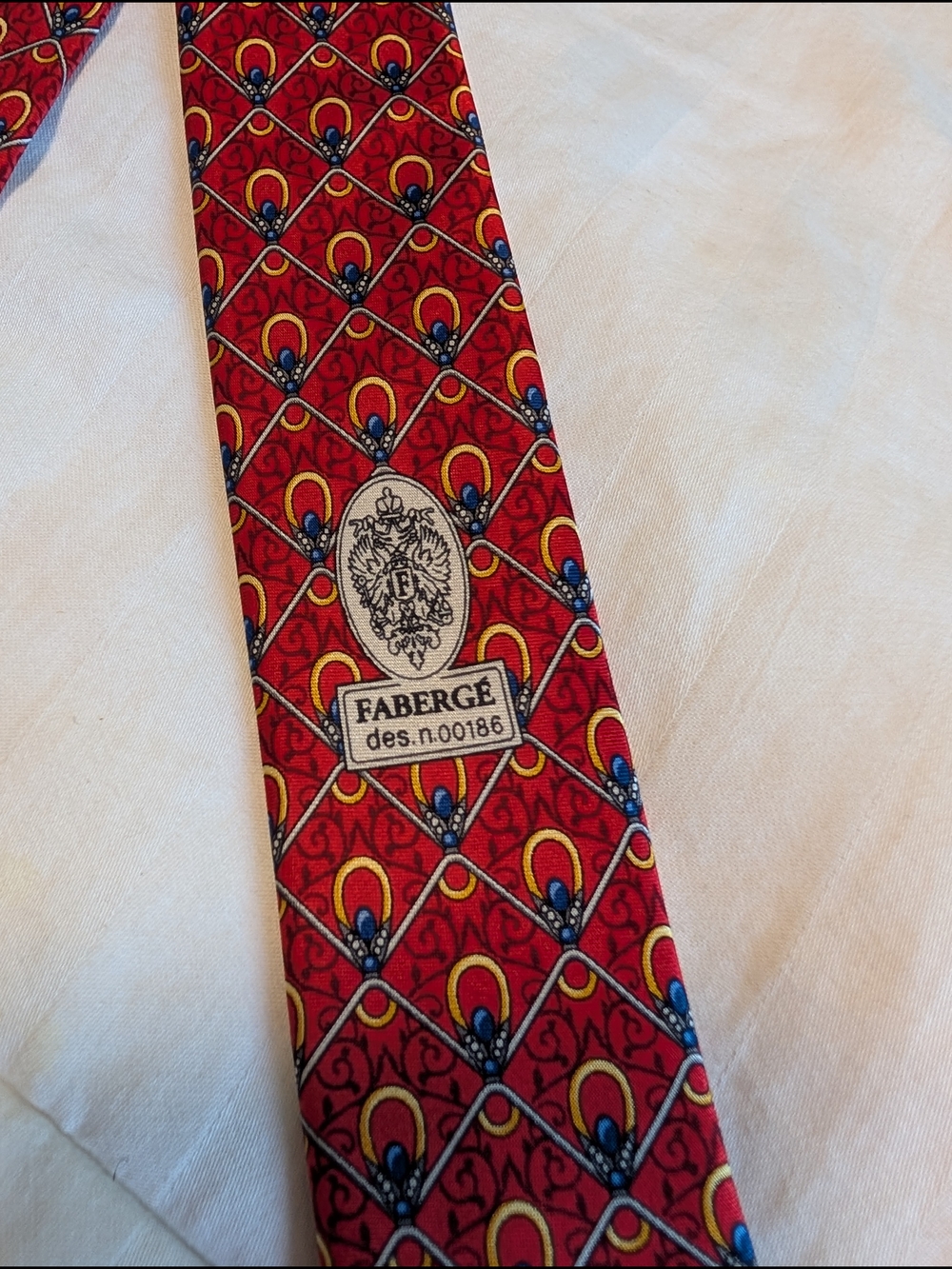 Red Patterned Men's Silk Tie - Faberge